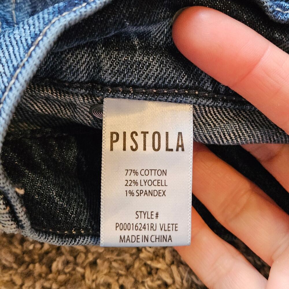 Pistola Barrel Leg Jeans Women 28 Blue High Rise Utility Denim Relaxed‎ Fit - Picture 11 of 12